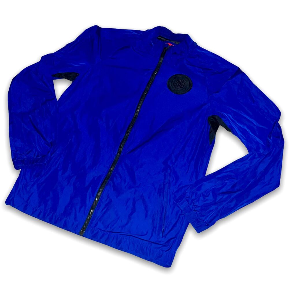 Nike Vintage Rare Windrunner Jacket Glanz Nylon Football Soccer Blue S - Picture 4 of 8